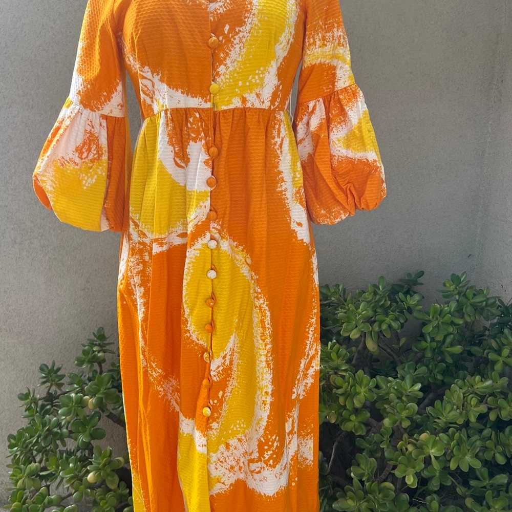 Vintage Hawaiian maxi dress luau orange yellow wh… - image 7