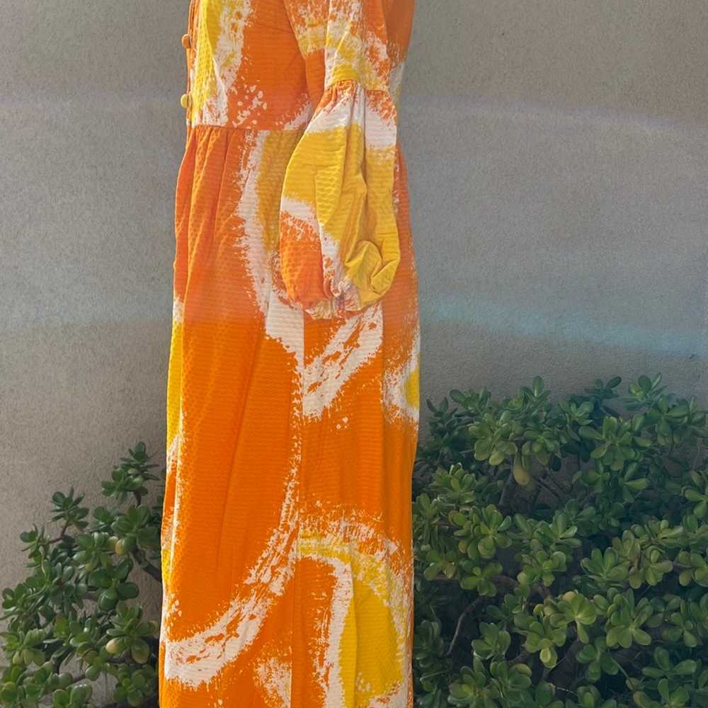 Vintage Hawaiian maxi dress luau orange yellow wh… - image 8