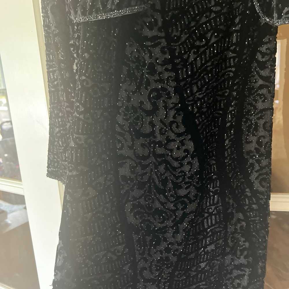 Vintage Black Tie Oleg Cassini Beaded Formal Dres… - image 2