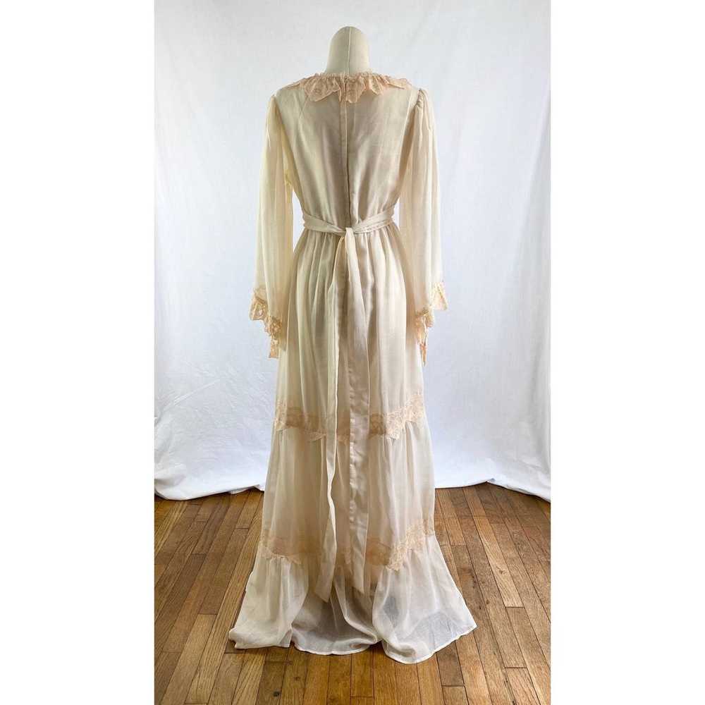 70s Vintage Bohemian Wedding Dress Size S Ivory C… - image 9