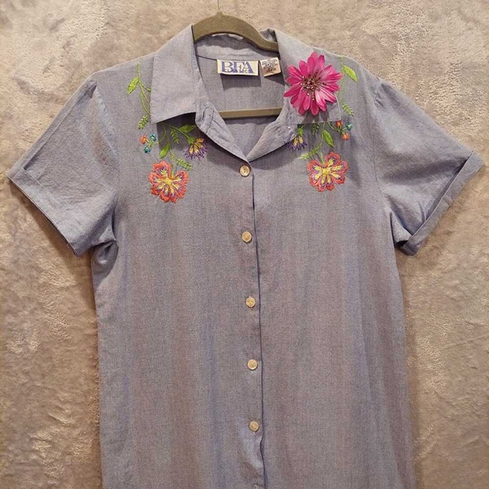 BFA Classics Womens size M blue cotton Button Dow… - image 3