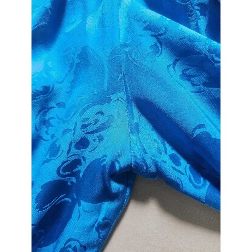 Vintage Argenti Blue Floral Dress Pleated Skirt P… - image 5