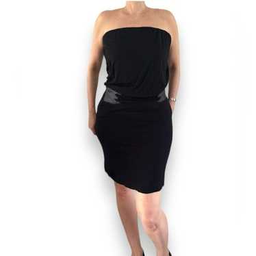 Vintage 90s Black Strapless Tube modal stretch kn… - image 1