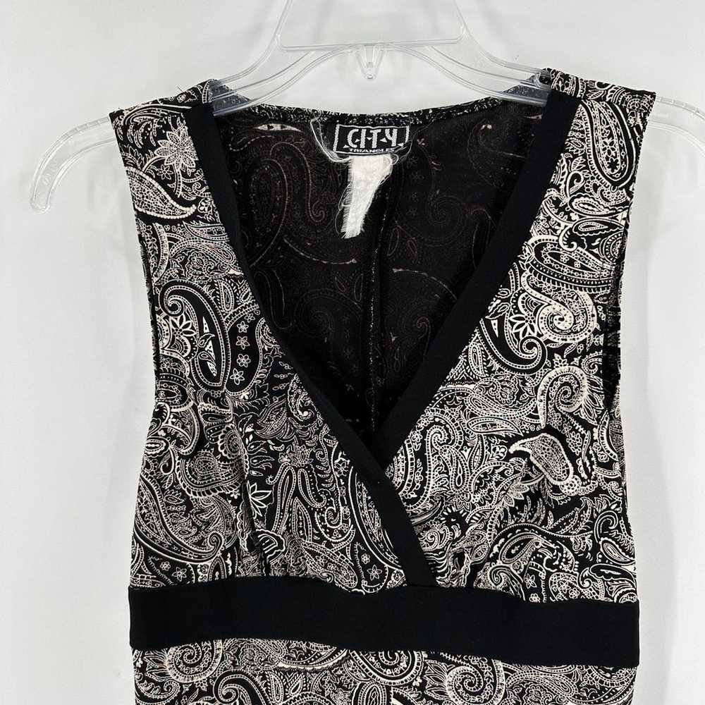 Vintage City Triangles Y2K Paisley Sleeveless V-N… - image 3