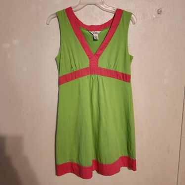 Vintage Lilly Pulitzer Green/Pink Sleeveless Mini… - image 1