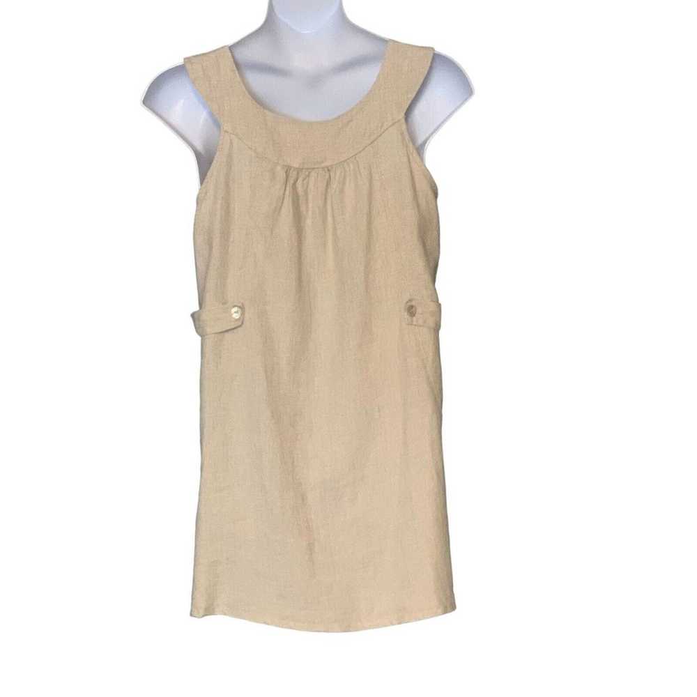 Vintage Match Point Medium Linen Dress Boho Khaki… - image 7