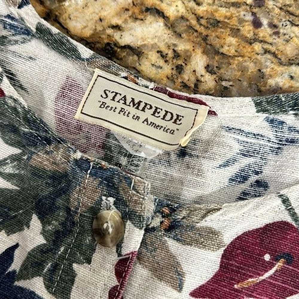 Stampede Vintage Floral Print Cotton Button Front… - image 4