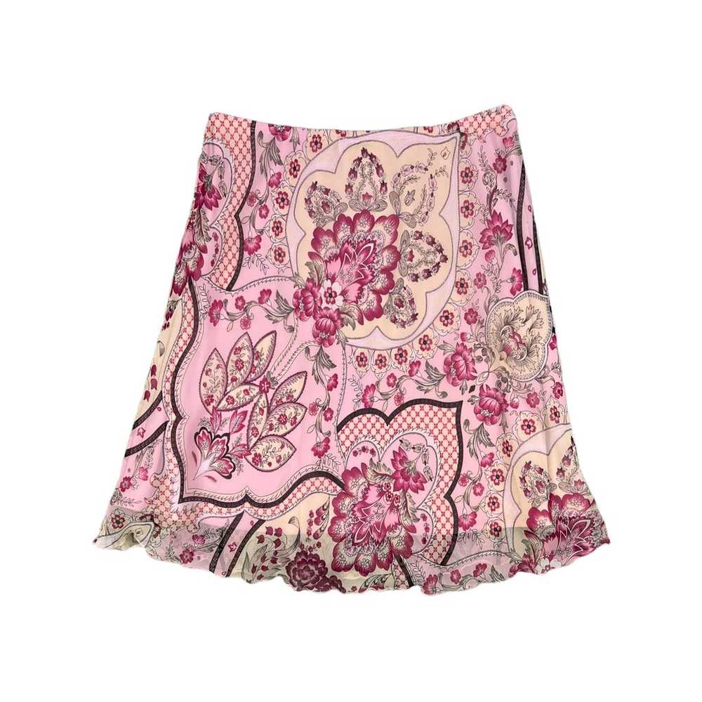 Vtg Y2K Slip Skirt Pink Floral Paisley Fairy Grun… - image 4