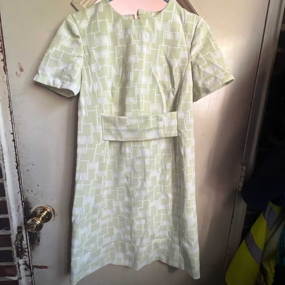 Vintage 1960’s 1970’s green white midi homemade d… - image 1