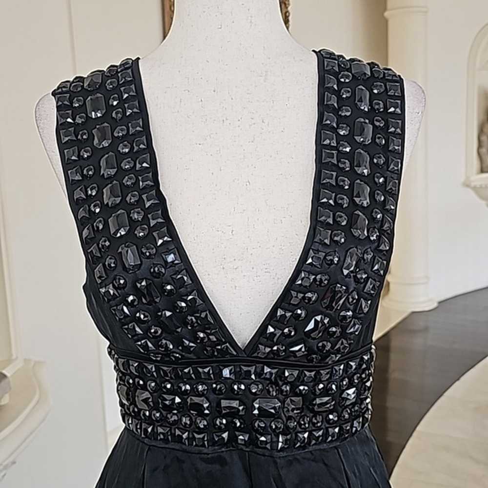 Vintage Y2K Bebe Black Beaded 100% Silk Sleeveles… - image 2