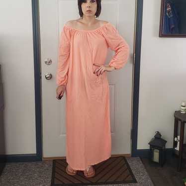 70s Day Glo Pink Maxi Dress