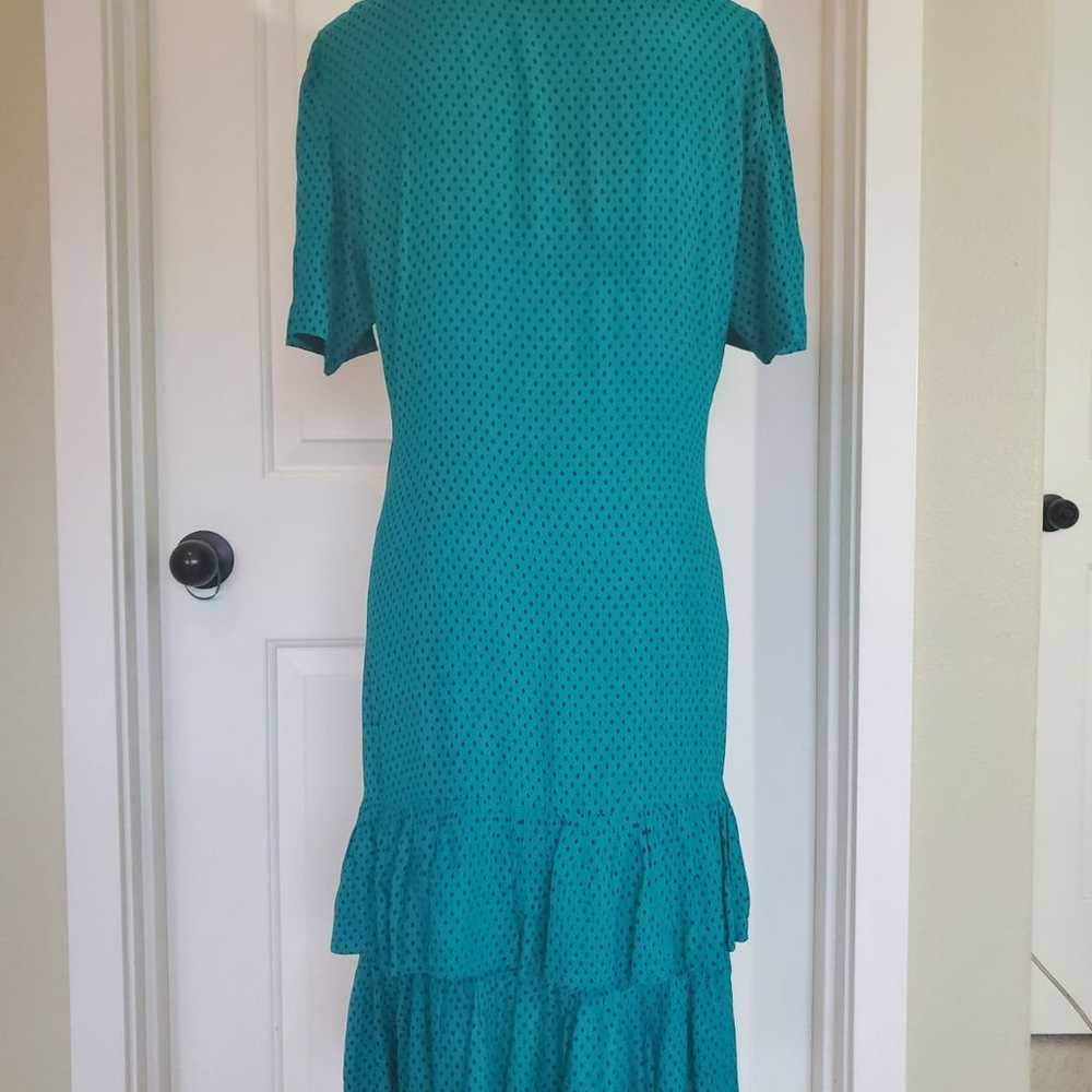 Vintage Teal Polka-dot Dress - image 2