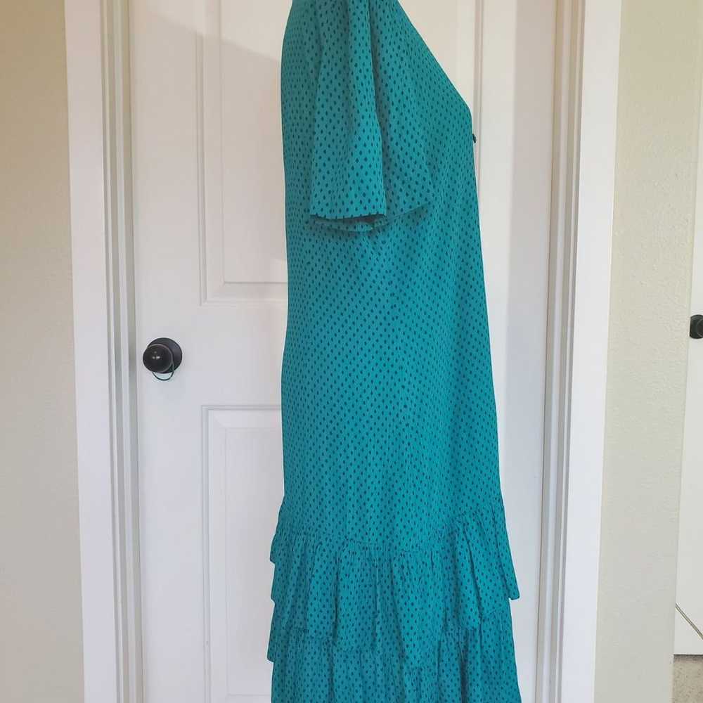 Vintage Teal Polka-dot Dress - image 3