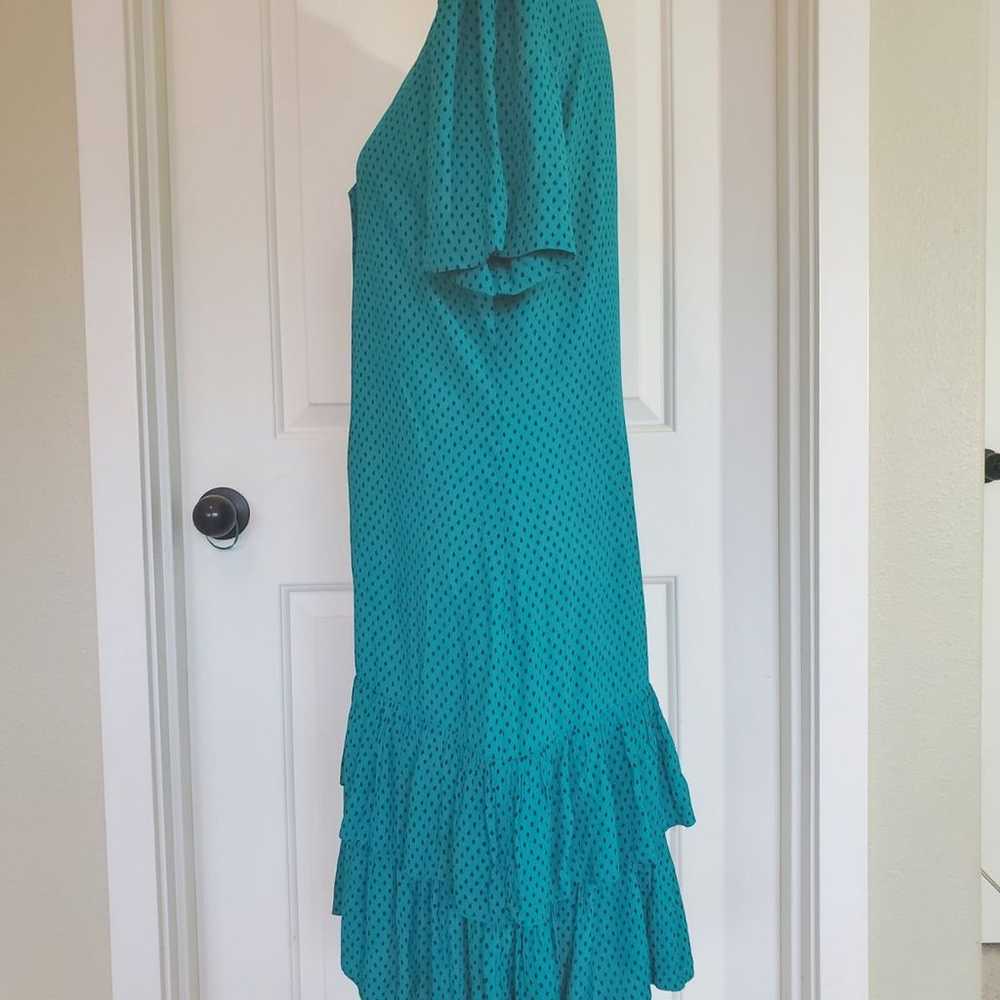 Vintage Teal Polka-dot Dress - image 4