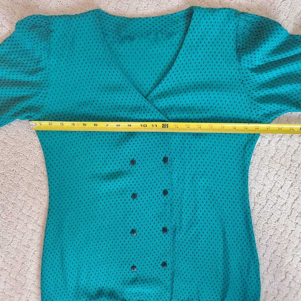 Vintage Teal Polka-dot Dress - image 7