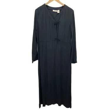 J. Jill Vintage Dress Maxi Long Sleeve Black Ribb… - image 1