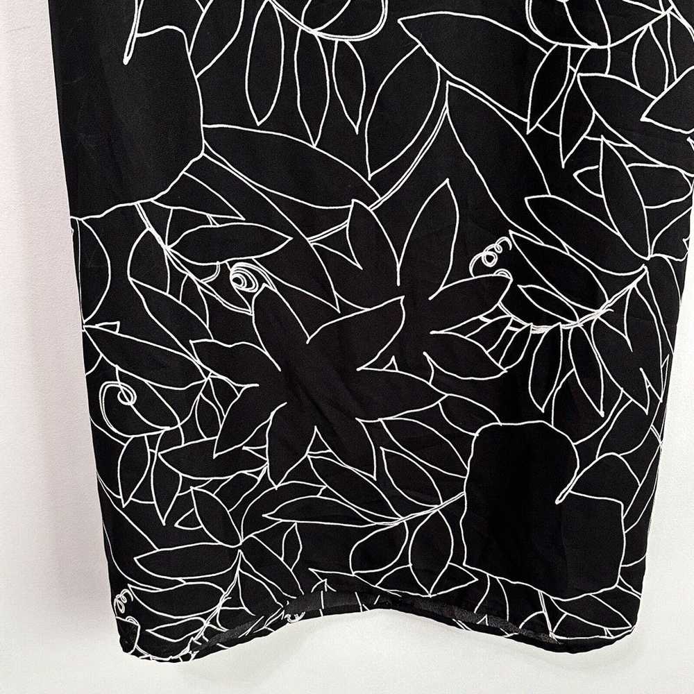 Maggy London Midi Dress 8 Black Doodle Floral Tie… - image 2