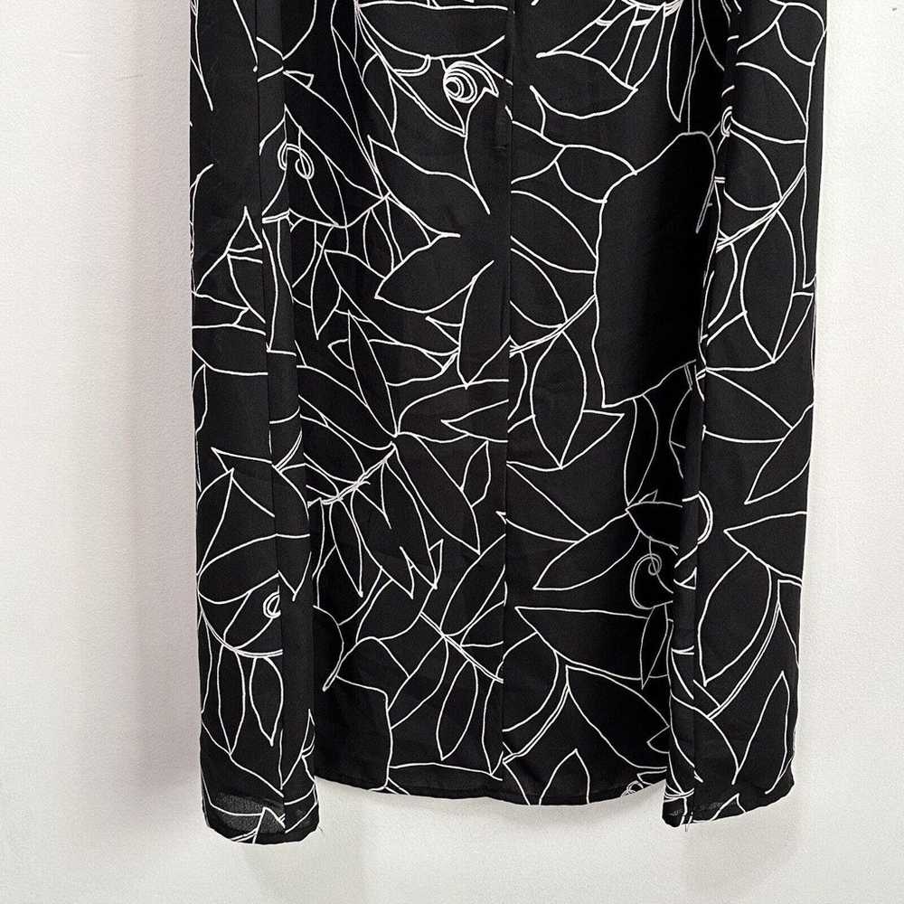 Maggy London Midi Dress 8 Black Doodle Floral Tie… - image 7