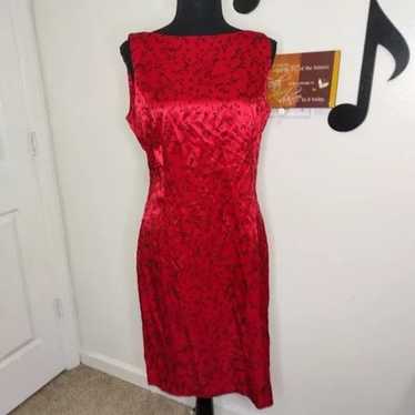 Vintage 70s Louis Snyder Dani Max Red Satin Black… - image 1