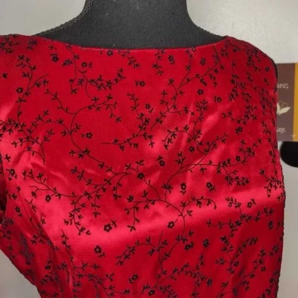 Vintage 70s Louis Snyder Dani Max Red Satin Black… - image 2