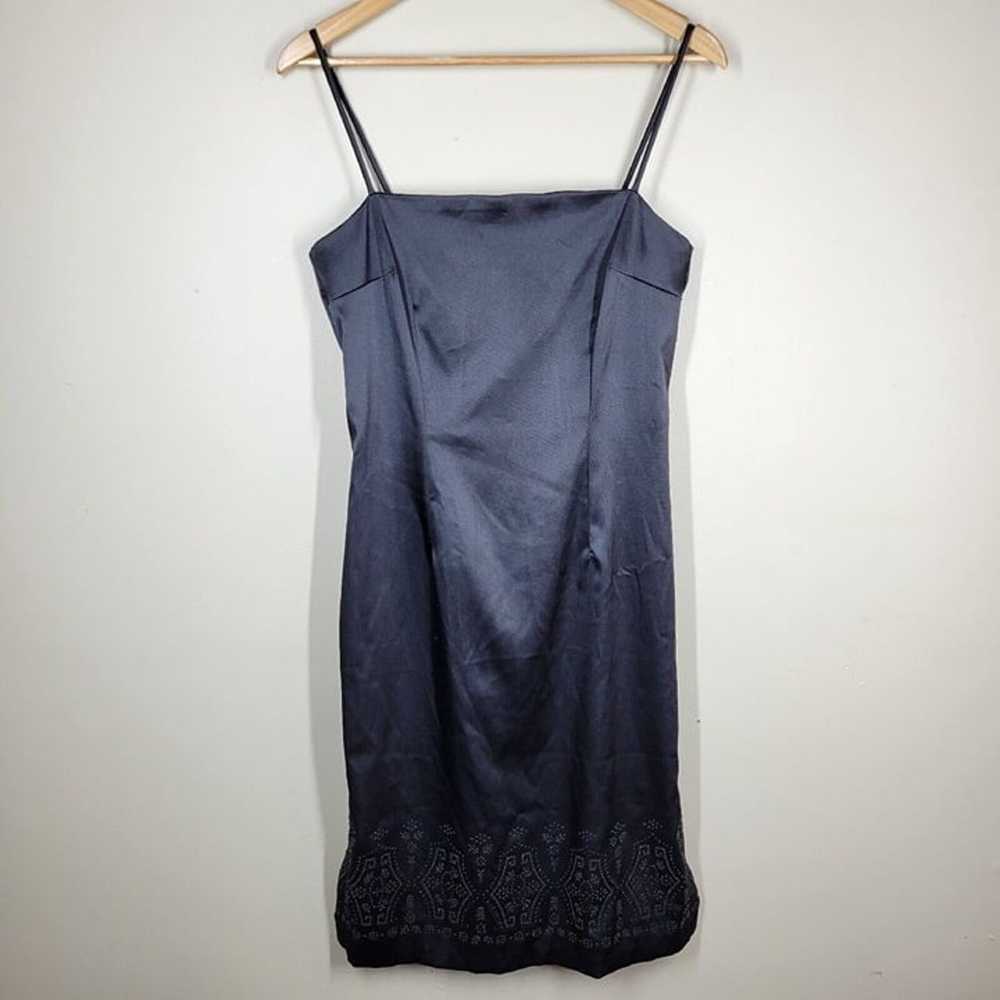 Vintage Y2K Rampage Black Satin Slip Dress 9 Bead… - image 1