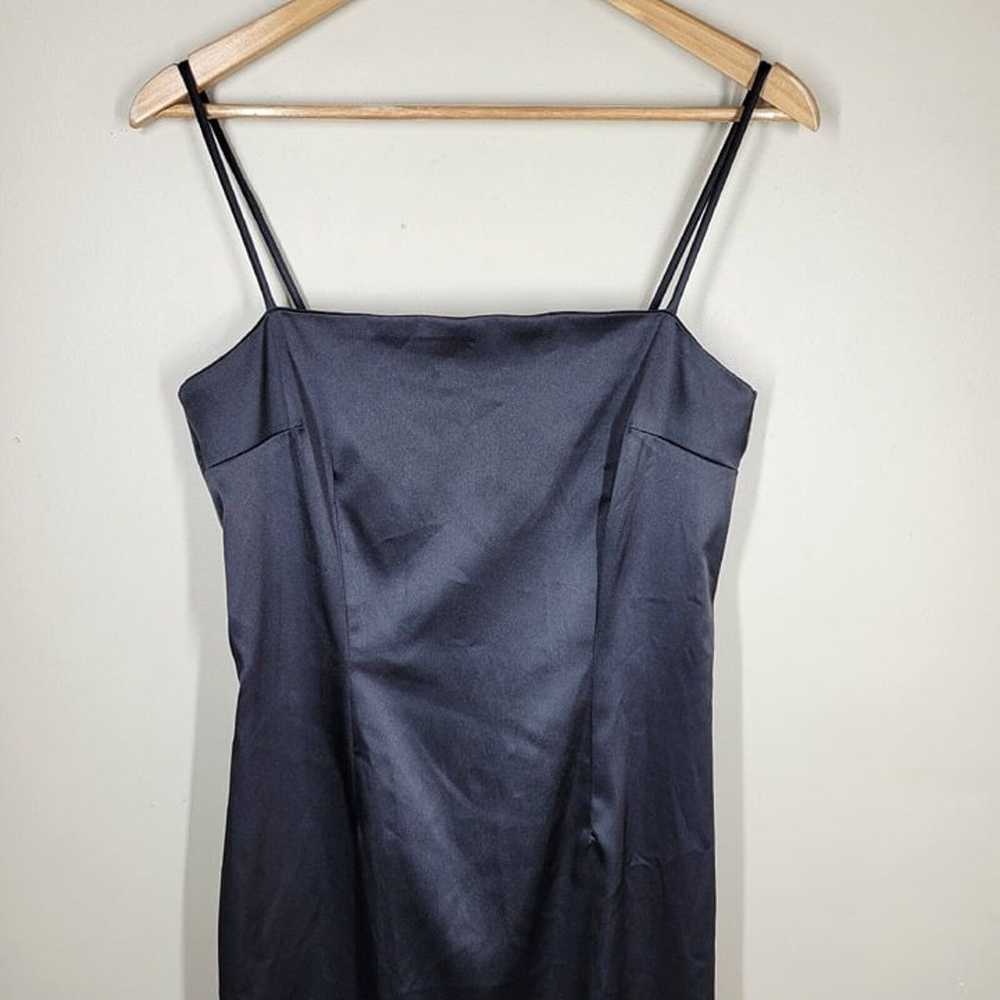 Vintage Y2K Rampage Black Satin Slip Dress 9 Bead… - image 2