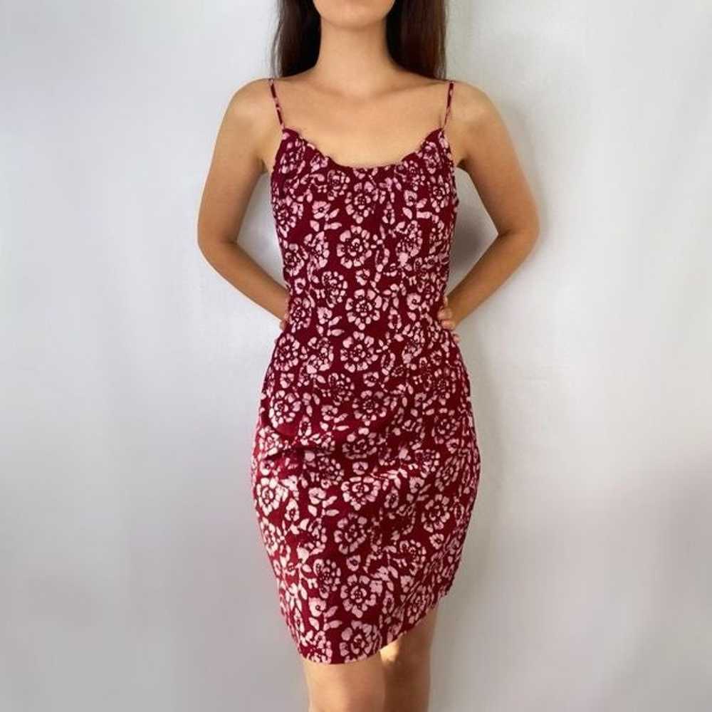 Vintage 90s Y2K Delia’s burgundy floral cami stra… - image 1