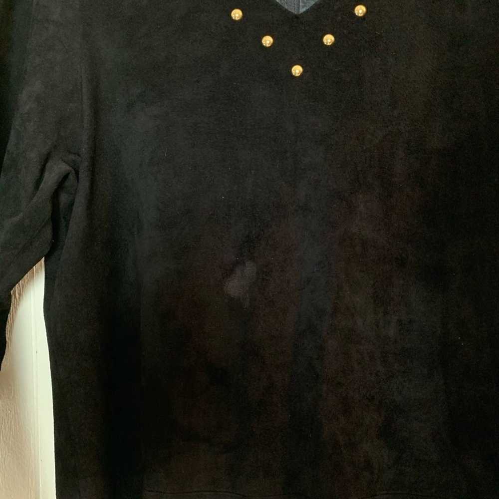 Vintage Black Suede Gold Studded Dress Women’s Si… - image 3