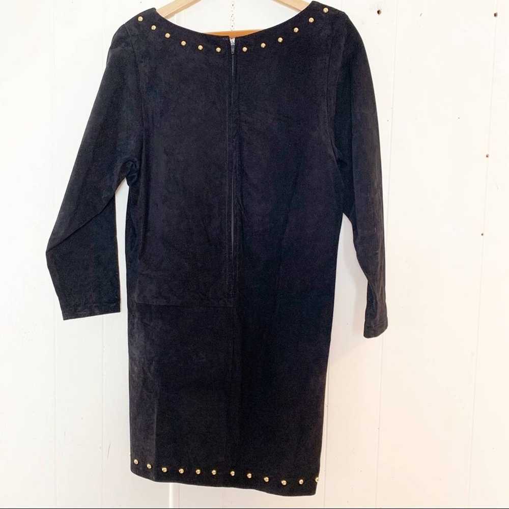 Vintage Black Suede Gold Studded Dress Women’s Si… - image 4