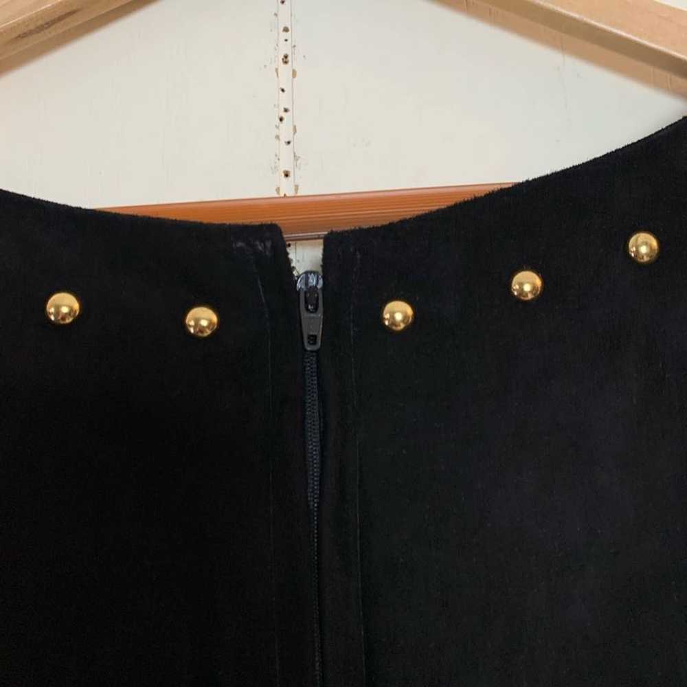 Vintage Black Suede Gold Studded Dress Women’s Si… - image 5