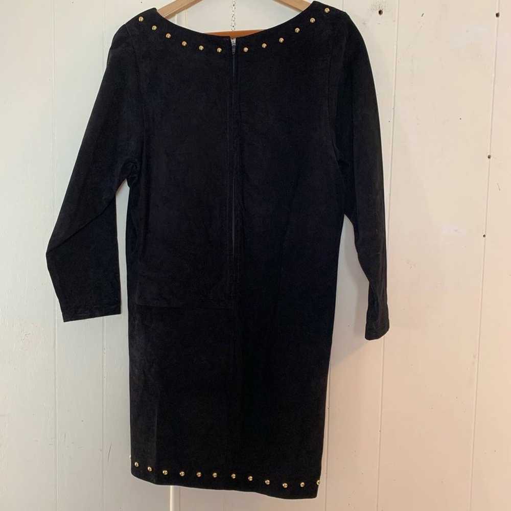 Vintage Black Suede Gold Studded Dress Women’s Si… - image 6