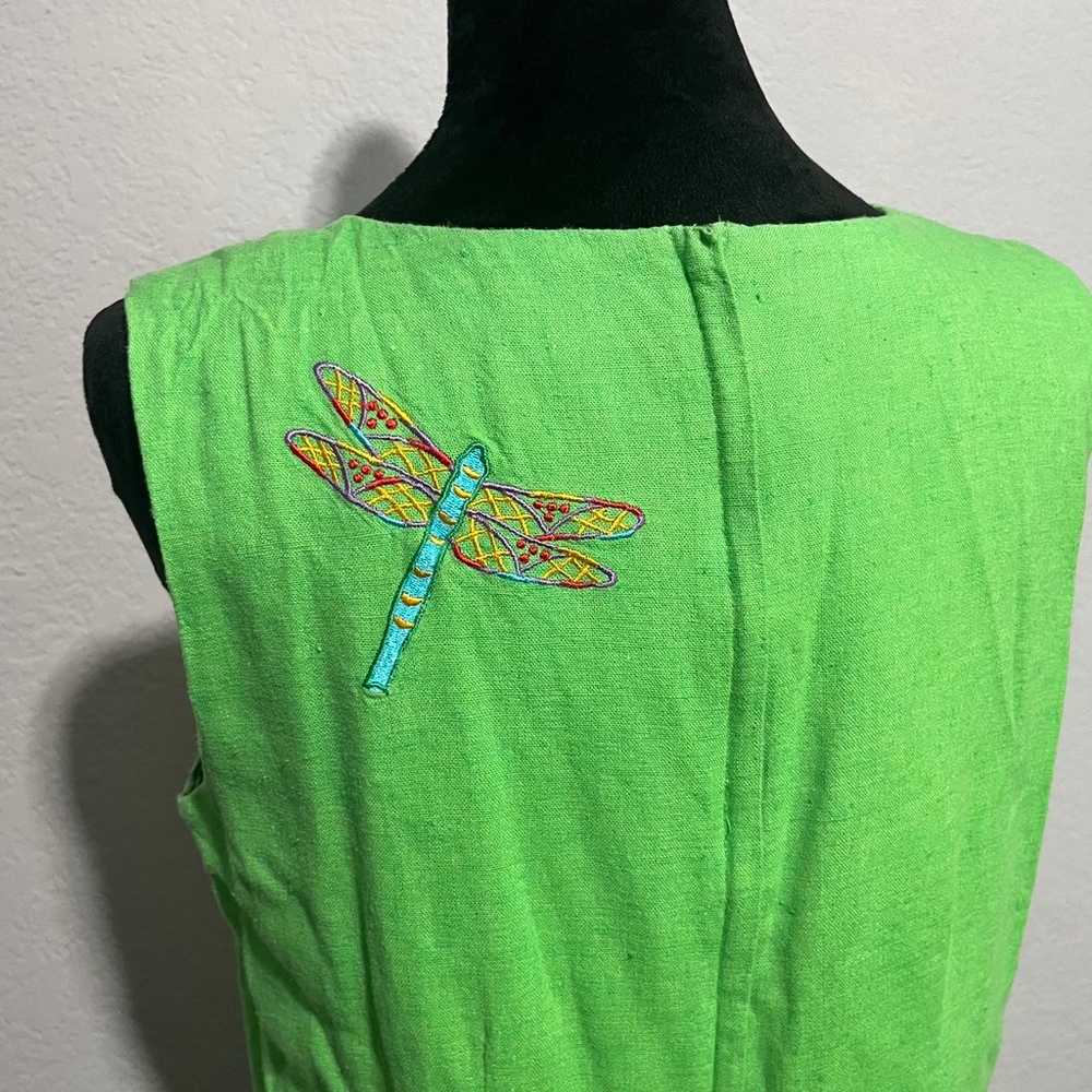 Vintage 90’s Carolina Colours Green Linen Dragonf… - image 6