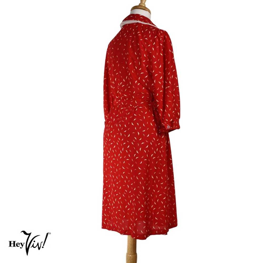 Vintage 70s Jen Jen Red & White Print Day Dress P… - image 3