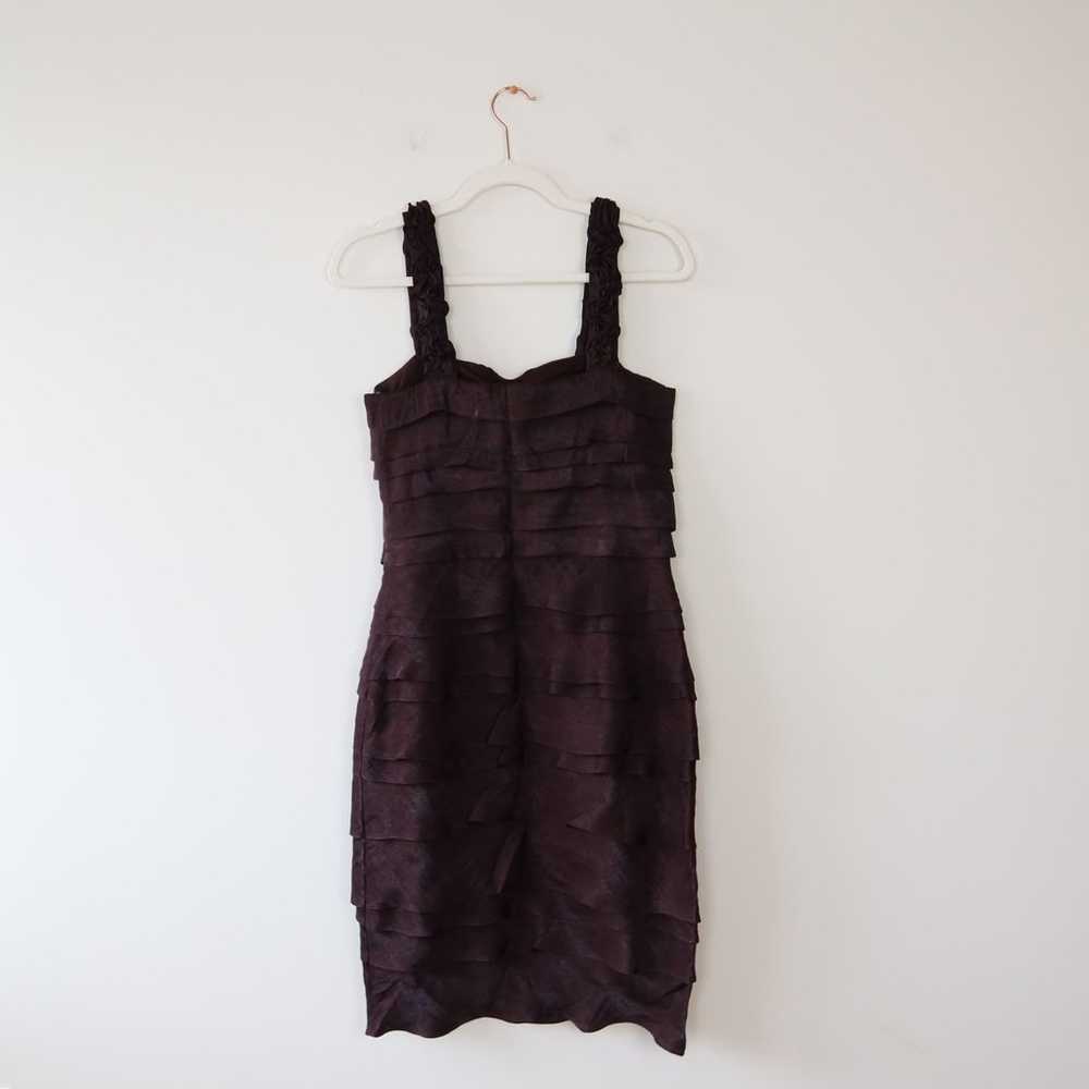 Vintage Y2K Dark Brown Ruffle Dress Sangria Size 8 - image 4