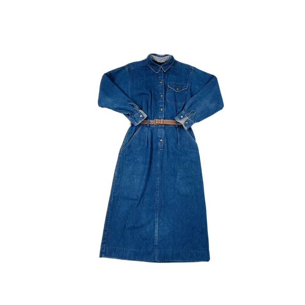 90s Long Sleeve Belted Denim Dress - image 1