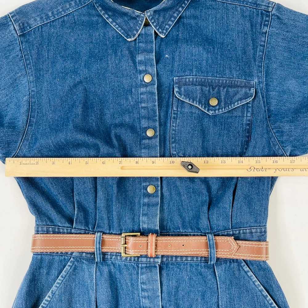 90s Long Sleeve Belted Denim Dress - image 2