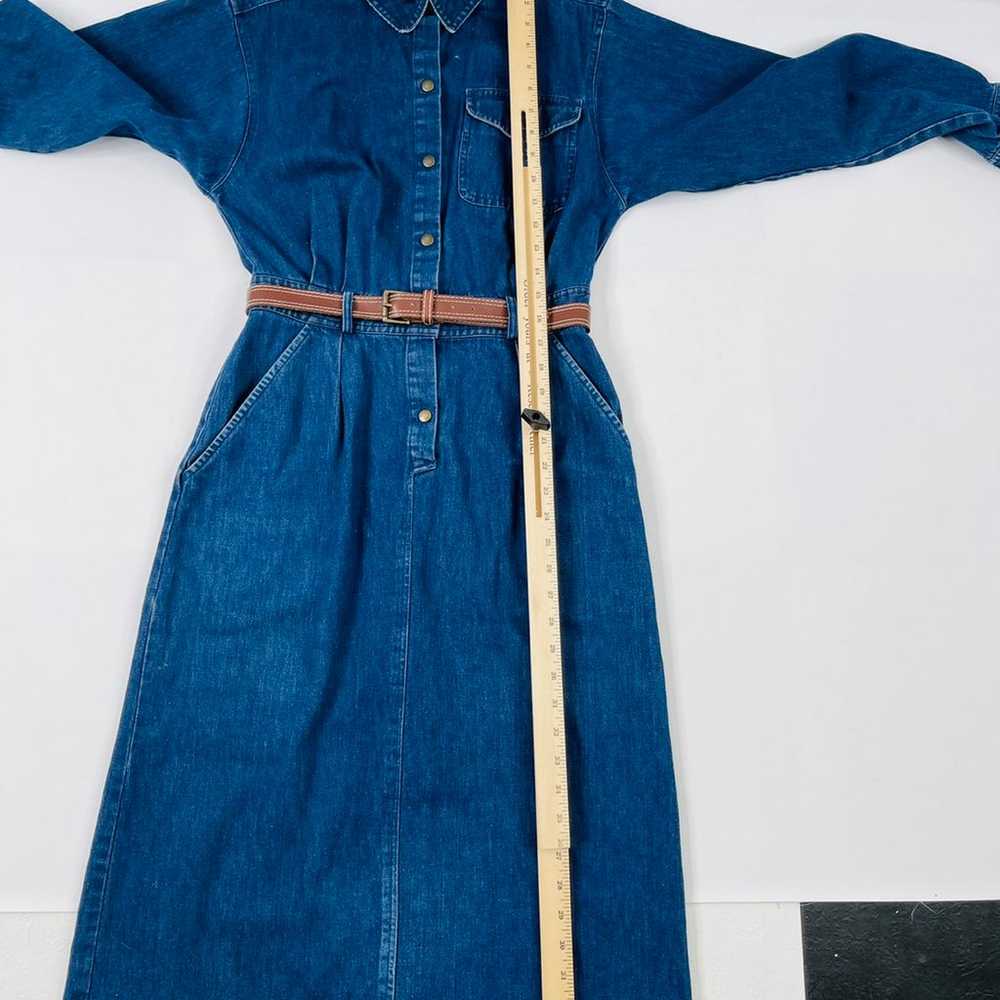 90s Long Sleeve Belted Denim Dress - image 5