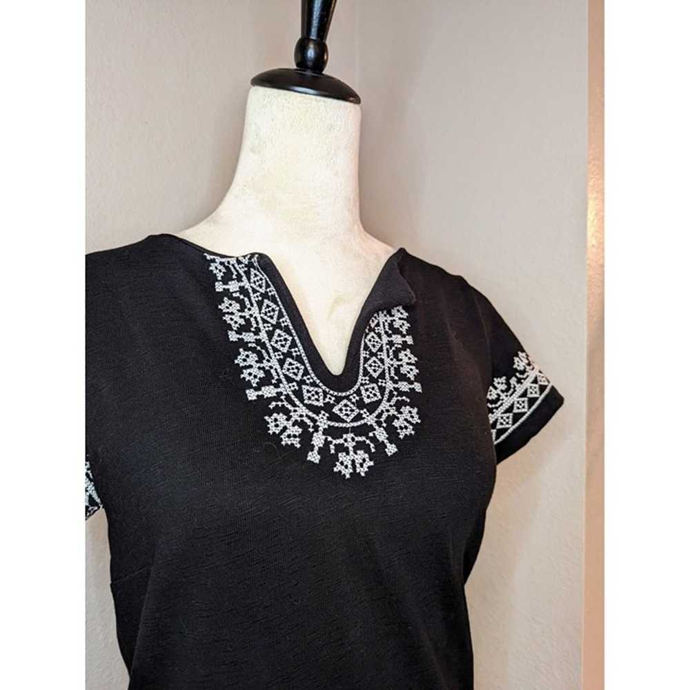 Talbots Women's Black White Cotton Embroidered Po… - image 4