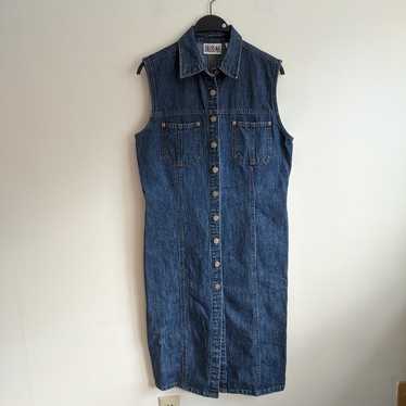 Vintage 90s Bill Blass Denim Button-Down Sleevele… - image 1