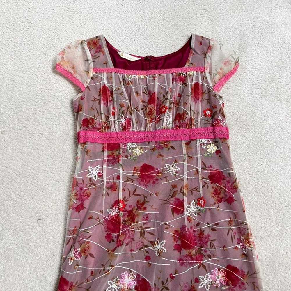 Vintage cottagecore sheer pink floral babydoll ma… - image 3