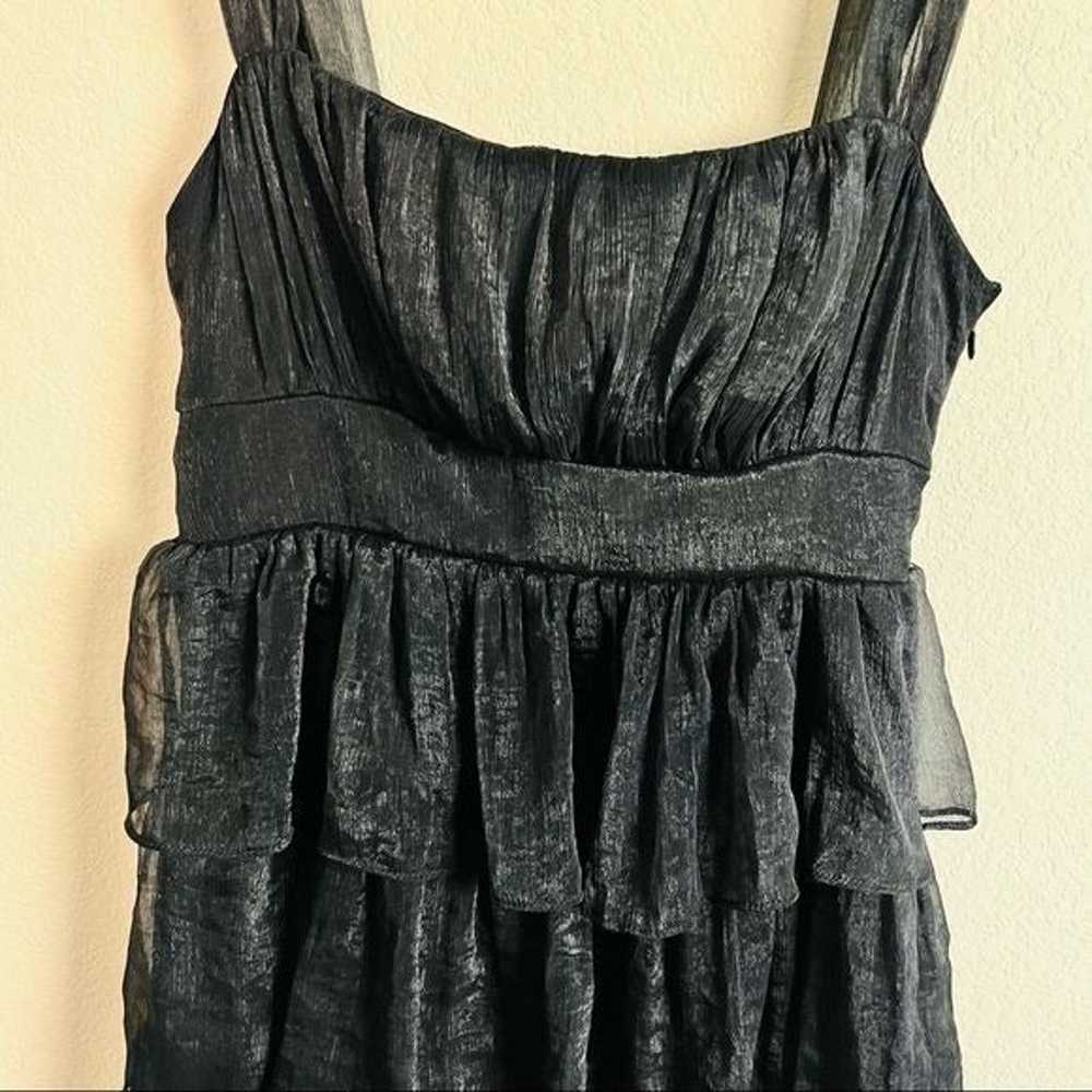 VTG Y2k Black Shimmer Goth Ruffled Layered Dress - image 7