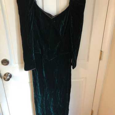 Vintage Dark Green Long Velvet Dress