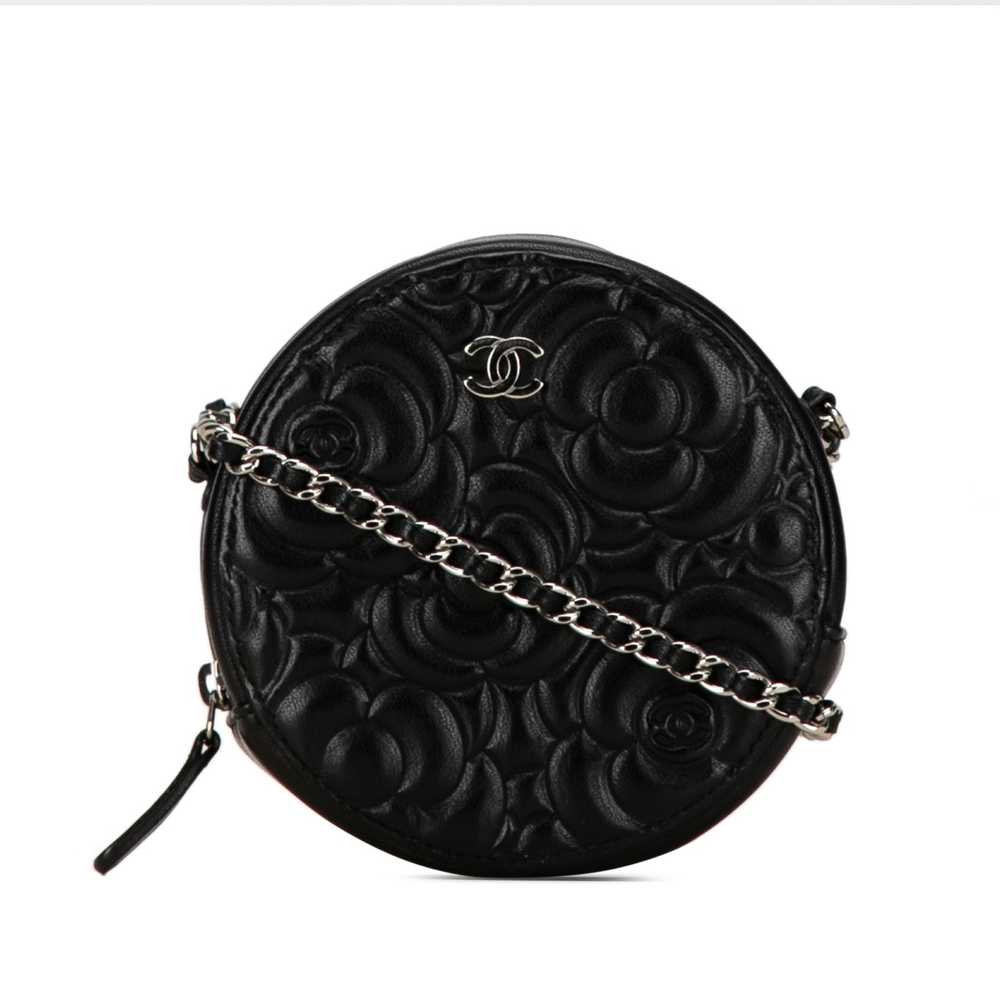 Chanel Chanel Goatskin Camellia Round Clutch with… - image 1