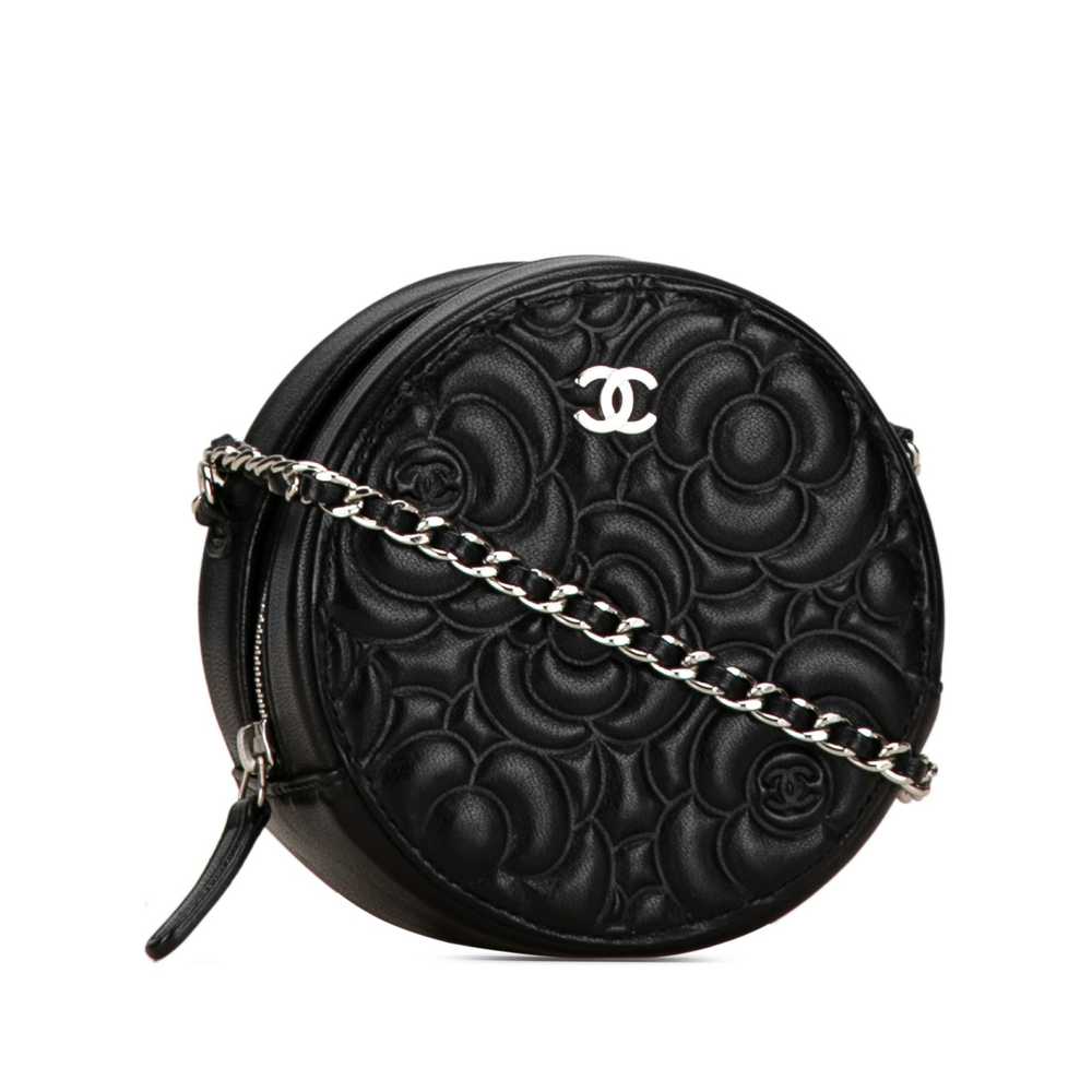 Chanel Chanel Goatskin Camellia Round Clutch with… - image 2