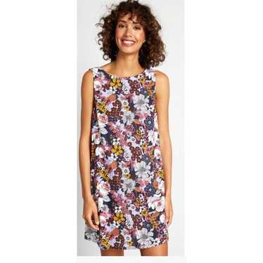 MODCLOTH Purple Floral Retro Shift Dress Sleevele… - image 1