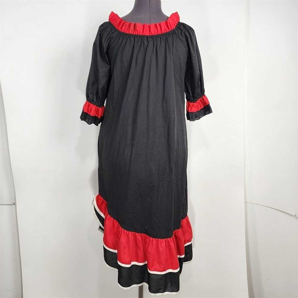 Vintage Tiare Hawaii Black & Red Floral Embroider… - image 3