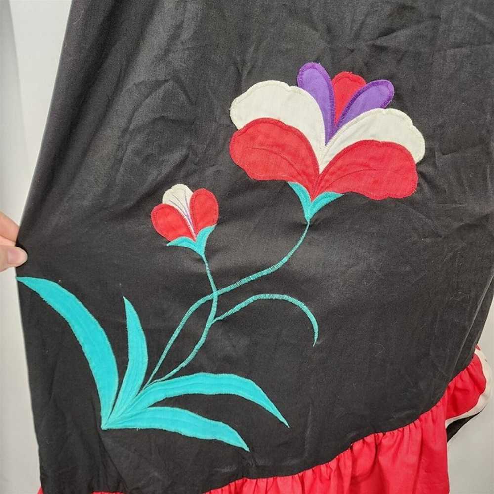 Vintage Tiare Hawaii Black & Red Floral Embroider… - image 6