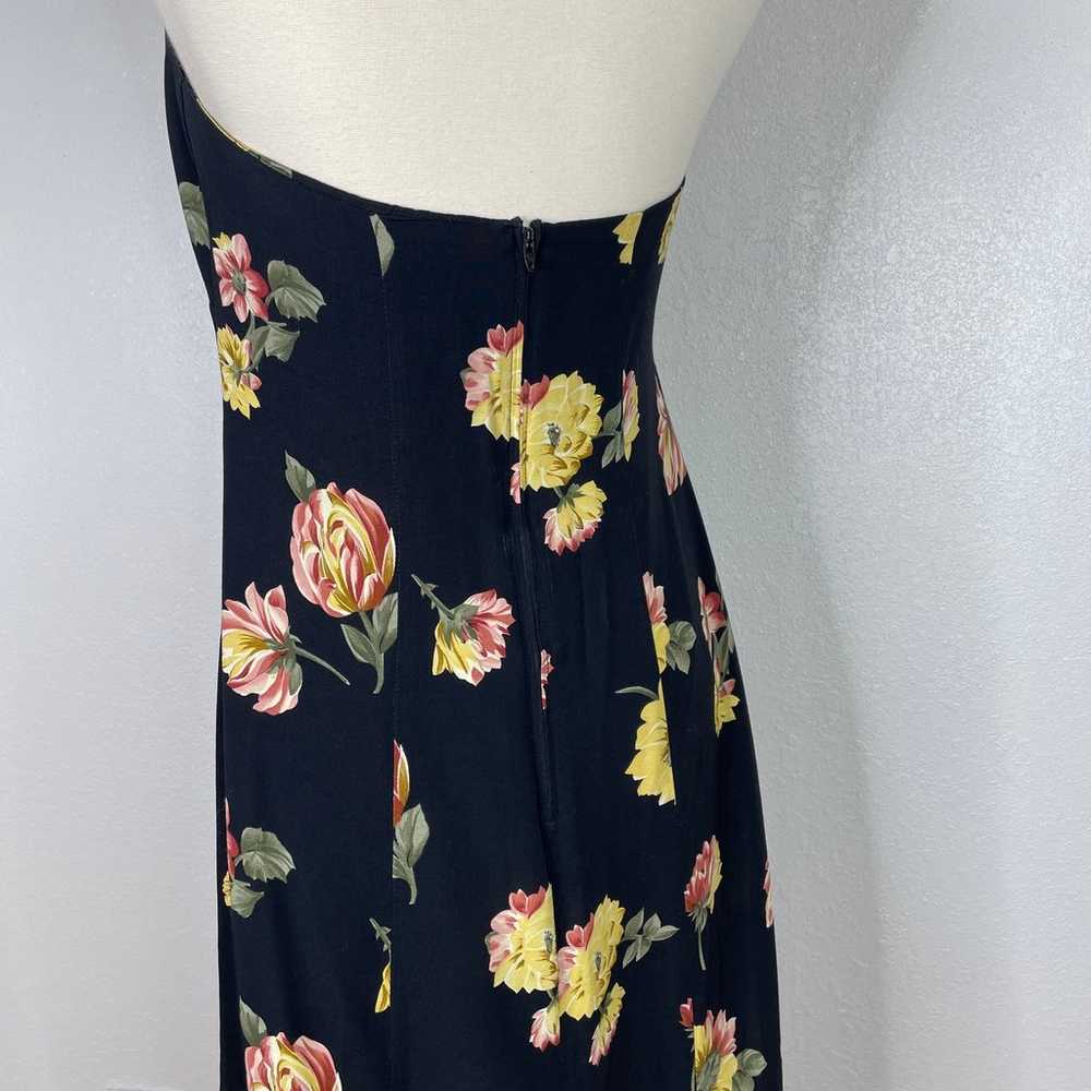 Vintage black floral halter dress 5-6 - image 4