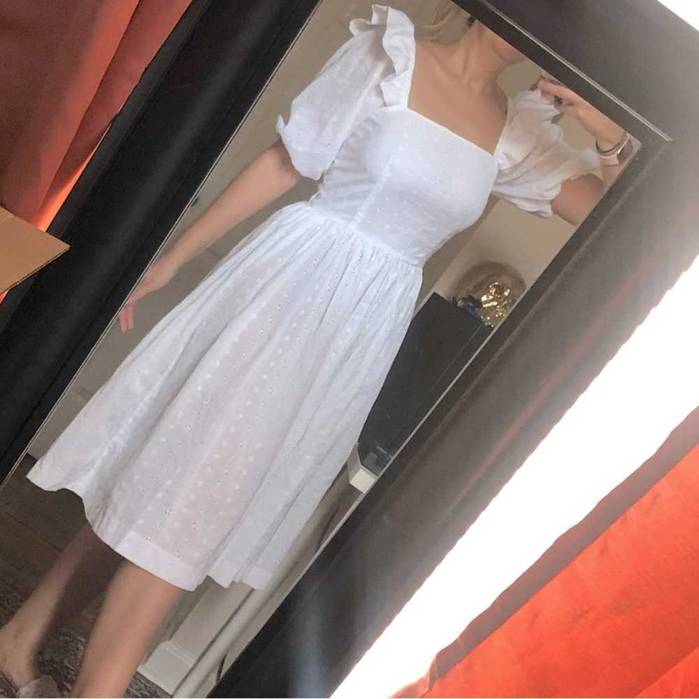 Vintage Boho 80’s Caron Chicago White Midi Dress - image 1