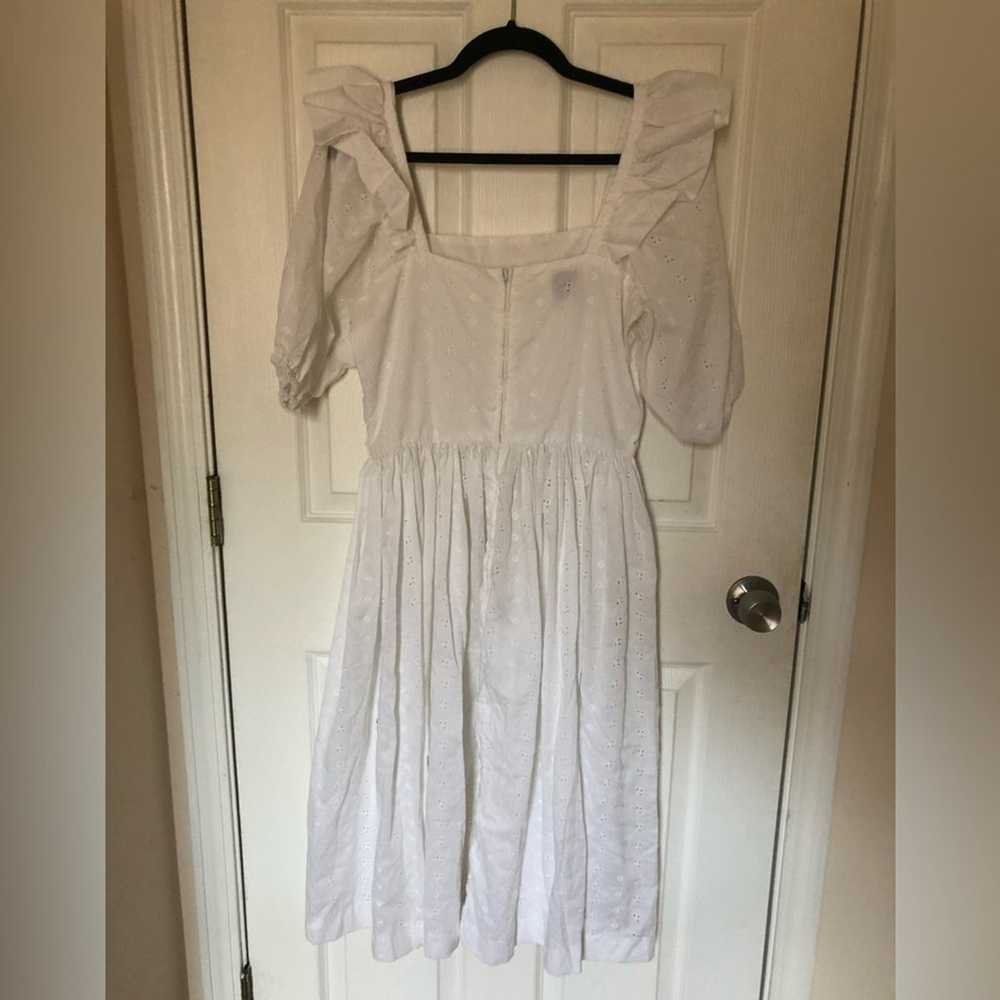 Vintage Boho 80’s Caron Chicago White Midi Dress - image 5